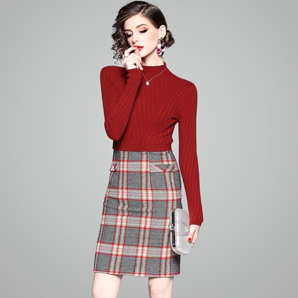 2019fashion light luxury celebrity autumn and winter new high collar knitting splicing woolen bag hip skirt fake two-piece dress, Black;gray
2019fashion light luxury celebrity autumn and winter new high collar knitting splicing woolen bag hip skirt fake two-piece dress, Black;gray