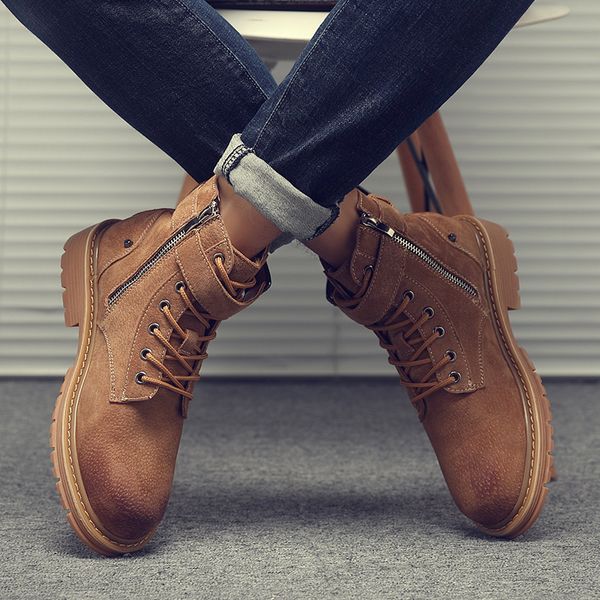 2019 autumn winter new men sneakers boots high men shoes retro leather casual boots male casual chaussure y7-08, Black
2019 autumn winter new men sneakers boots high men shoes retro leather casual boots male casual chaussure y7-08, Black