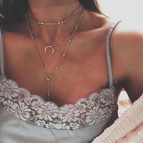 new bohemia moon circular chain multi layer silver pendant necklace women's personality clothing jewelery accessories, Golden;silver
new bohemia moon circular chain multi layer silver pendant necklace women's personality clothing jewelery accessories, Golden;silver