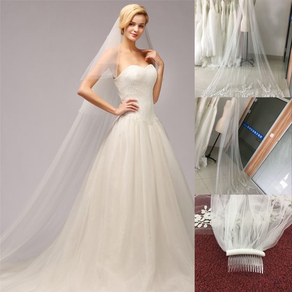 2020 wedding veils cathedral length 3 meters appliques edge wedding accessories bridal veils veu de noiva long cpa886, Black
2020 wedding veils cathedral length 3 meters appliques edge wedding accessories bridal veils veu de noiva long cpa886, Black