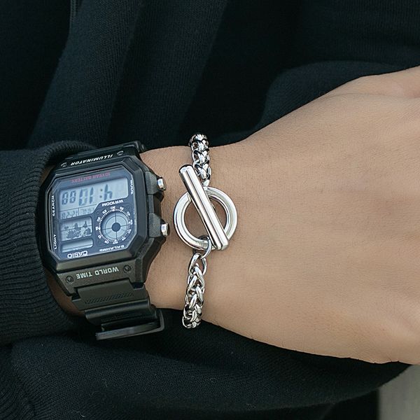 men bracelet stainless steel bracelet silver chain on hand gifts for men accessories charm bracelets hip hopfasion jewellery, Black
men bracelet stainless steel bracelet silver chain on hand gifts for men accessories charm bracelets hip hopfasion jewellery, Black