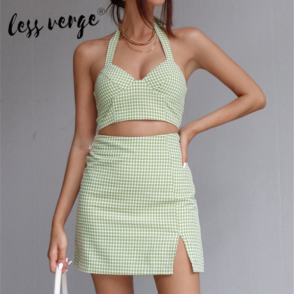 two piece dress lessverge fashion women two-pieces sets plaid crop camisole bra tank zipper mini skirt summer street, White
two piece dress lessverge fashion women two-pieces sets plaid crop camisole bra tank zipper mini skirt summer street, White
