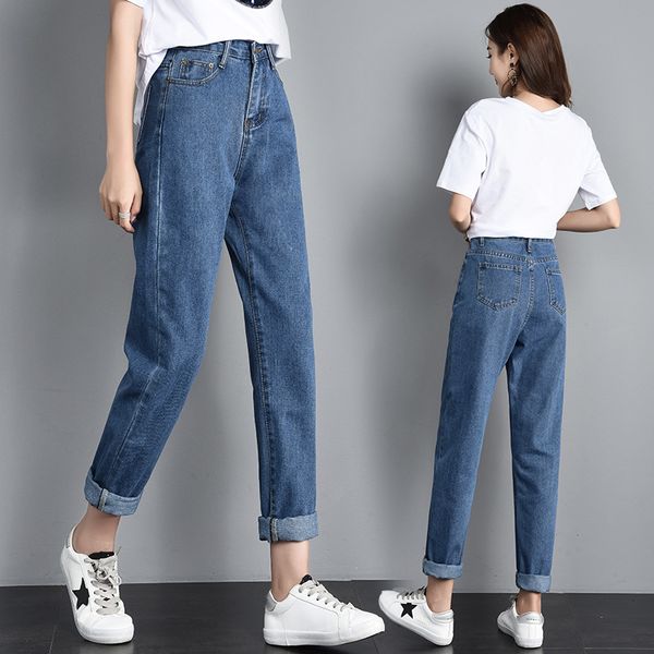 shattered dad jeans women's loose cropped pants 2019 summer new high waist pants radish straight harem, Blue
shattered dad jeans women's loose cropped pants 2019 summer new high waist pants radish straight harem, Blue