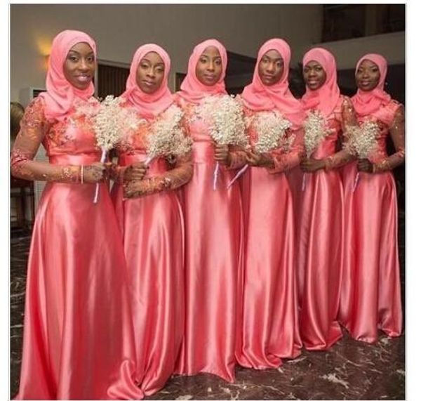 coral muslim wedding bridesmaid dresses sheer long sleeve lace appliques maid of honor gowns beads hijab wedding guest dress q64, White;pink
coral muslim wedding bridesmaid dresses sheer long sleeve lace appliques maid of honor gowns beads hijab wedding guest dress q64, White;pink