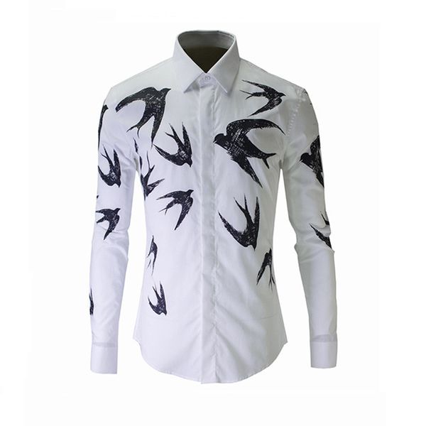 new creative printing swallow men's shirt european and american fashion man shirt leisure business long sleeve, White;black
new creative printing swallow men's shirt european and american fashion man shirt leisure business long sleeve, White;black