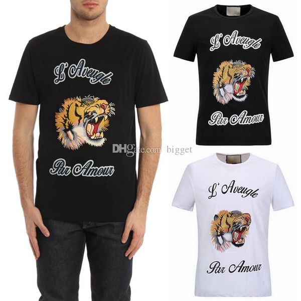 new t-shirt men shortsleeve stretch cotton jersery tee men's embroidery tiger printed letters crew collar casual male, White;black
new t-shirt men shortsleeve stretch cotton jersery tee men's embroidery tiger printed letters crew collar casual male, White;black