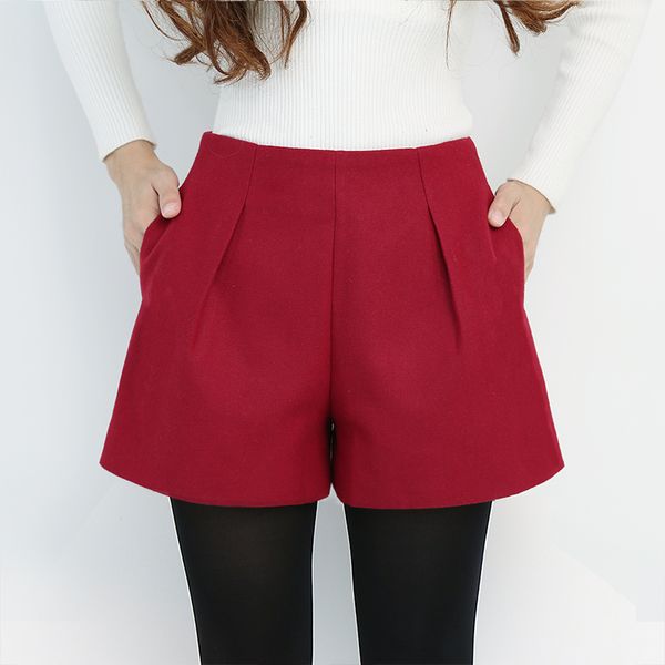 new autumn winter fashion high waist faux woolen shorts women vintage zipper warm thick shorts loose slim flare mw419, White;black
new autumn winter fashion high waist faux woolen shorts women vintage zipper warm thick shorts loose slim flare mw419, White;black