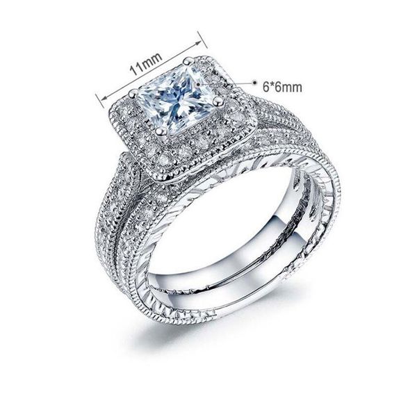 anenjery 1 pair luxury 925 sterling silver rings for women men square dazzling cz mosaic zircon wedding rings set s-r254, Slivery;golden
anenjery 1 pair luxury 925 sterling silver rings for women men square dazzling cz mosaic zircon wedding rings set s-r254, Slivery;golden