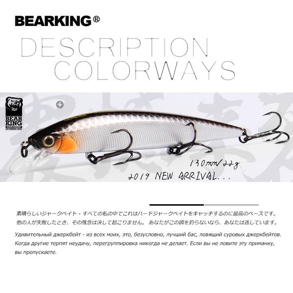 bearking 2019 fishing lures, assorted colors, minnow crank 130mm 22g,tungsten weight system wobbler model crank bait
bearking 2019 fishing lures, assorted colors, minnow crank 130mm 22g,tungsten weight system wobbler model crank bait