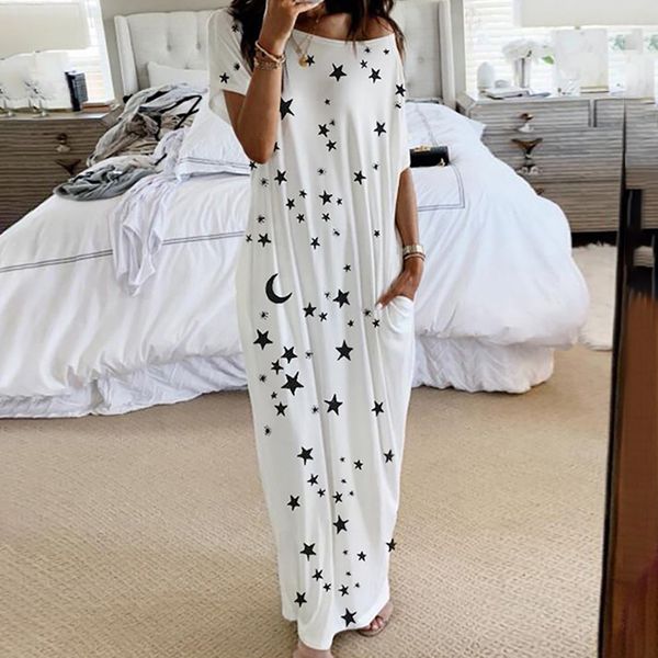new women's loose short sleeve long dress moon star printing long dress elegant female t-shirt summer maxi vestidos, Black;gray
new women's loose short sleeve long dress moon star printing long dress elegant female t-shirt summer maxi vestidos, Black;gray
