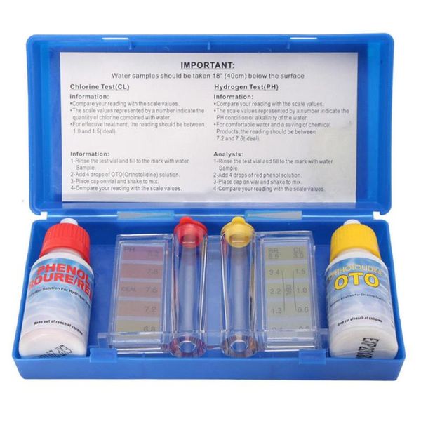 1 set ph chlorine water quality test kit hydrotool testing kit professional pool swimming pool water testing reagent with box
1 set ph chlorine water quality test kit hydrotool testing kit professional pool swimming pool water testing reagent with box