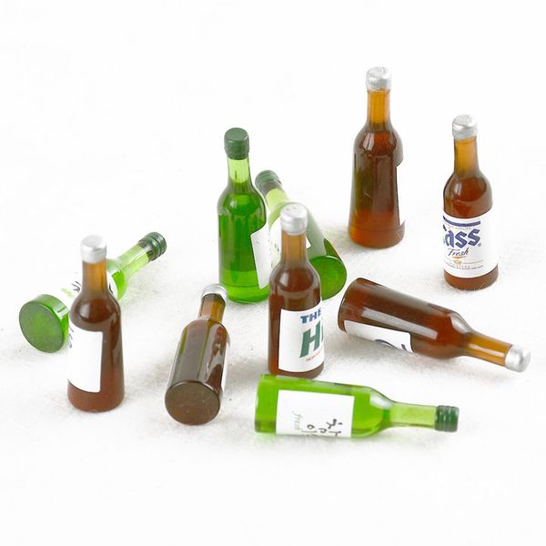 1:12 Scale Resin Model Drink Beer Bottles For Dollhouse Or Display On Dining Room Tables, Office Desks Decor
