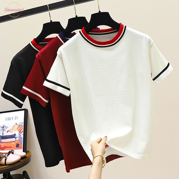 summer women t shirt fashion knitted short sleeve polyester tees o neck female casual t shirt, White
summer women t shirt fashion knitted short sleeve polyester tees o neck female casual t shirt, White