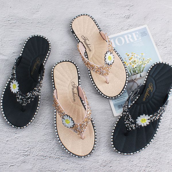 slippers flip flops for women female breatheable crystal shoes summer bling floral beach sandals platform thongs flat with, Black
slippers flip flops for women female breatheable crystal shoes summer bling floral beach sandals platform thongs flat with, Black