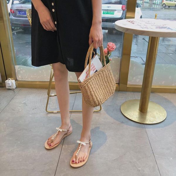 2020 new net red fairy wind pearl sandals summer flat bottom wild fashion thin belt women's shoes tide, Black
2020 new net red fairy wind pearl sandals summer flat bottom wild fashion thin belt women's shoes tide, Black