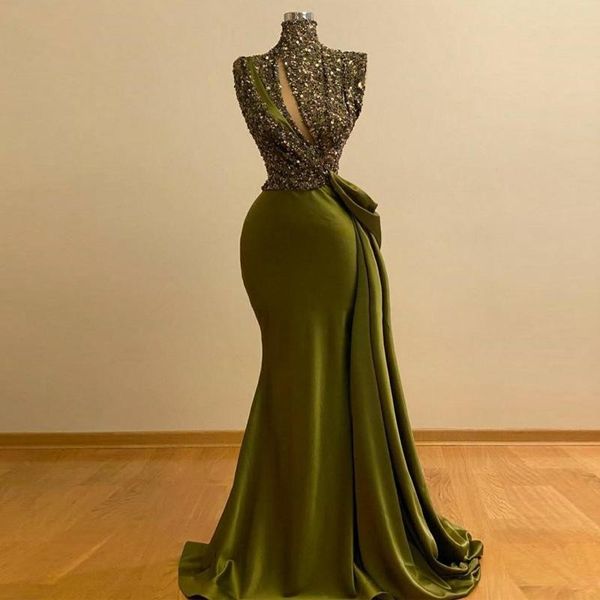 unique sequined mermaid prom dresses with high neck pleats satin party gowns vestidos de noche evening dress open bust, Black
unique sequined mermaid prom dresses with high neck pleats satin party gowns vestidos de noche evening dress open bust, Black