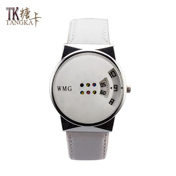 new fashion unique creative clockwise display black and white lovers leather strap watch, Slivery;brown
new fashion unique creative clockwise display black and white lovers leather strap watch, Slivery;brown