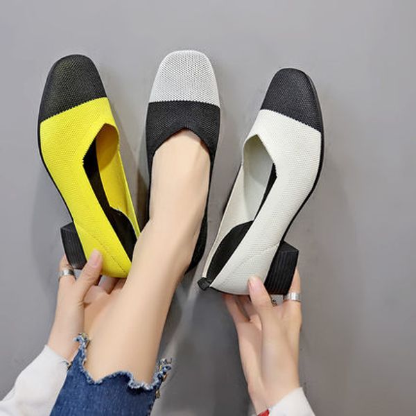 2019 new retro square head color matching shallow mouth low with small fragrance wind knitted peas shoes women, Black
2019 new retro square head color matching shallow mouth low with small fragrance wind knitted peas shoes women, Black