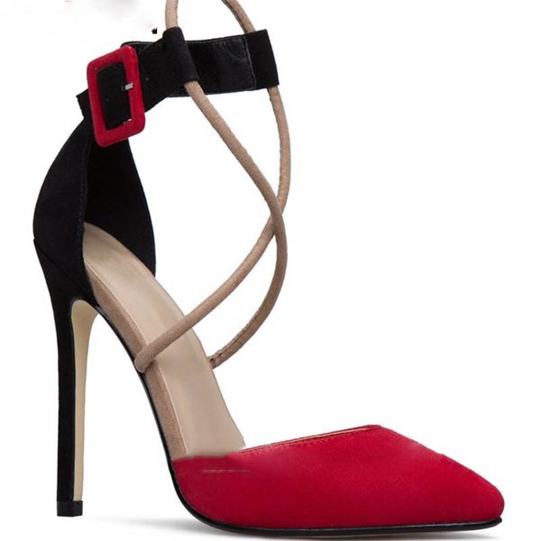 Suede Leather Red Black Mixed Color Patchwork High Heels Shoes Women Cross Tied Pointed Toe Stiletto Heeled Party Dress Shoe
Suede Leather Red Black Mixed Color Patchwork High Heels Shoes Women Cross Tied Pointed Toe Stiletto Heeled Party Dress Shoe