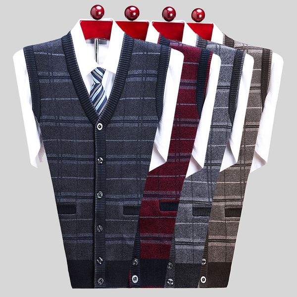 men's sleeveless sweater business work knit solid color wool sweater vest, White;black
men's sleeveless sweater business work knit solid color wool sweater vest, White;black