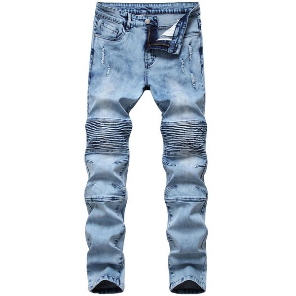 mens distressed ripped jeans slim fit motorcycle biker denim for men destory hole hip hop men jeans, Blue
mens distressed ripped jeans slim fit motorcycle biker denim for men destory hole hip hop men jeans, Blue