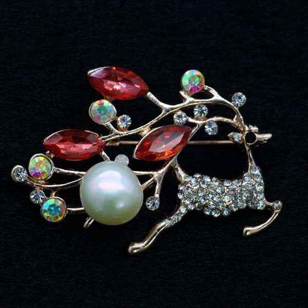 fashion alloy pearl jewelry sika deer brooch with diamonds and zircon freshwater pearl brooch, Gray
fashion alloy pearl jewelry sika deer brooch with diamonds and zircon freshwater pearl brooch, Gray