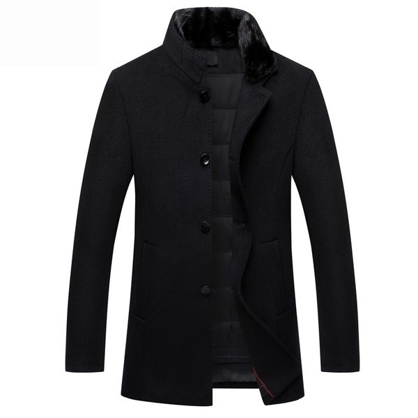 2018 new casual natural fur collar manteau homme down-padded wool coat men, Black
2018 new casual natural fur collar manteau homme down-padded wool coat men, Black