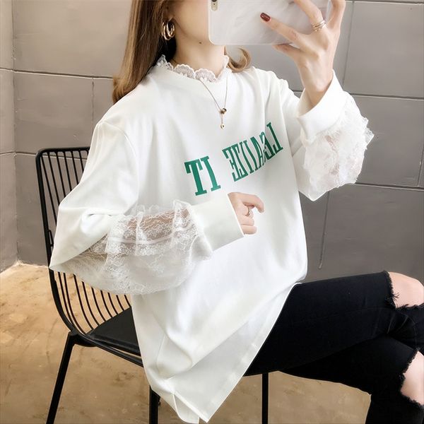 stitching mesh long-sleeved female loose lazy t-shirt wind stylish ins fake two-piece t-shirt female, White
stitching mesh long-sleeved female loose lazy t-shirt wind stylish ins fake two-piece t-shirt female, White