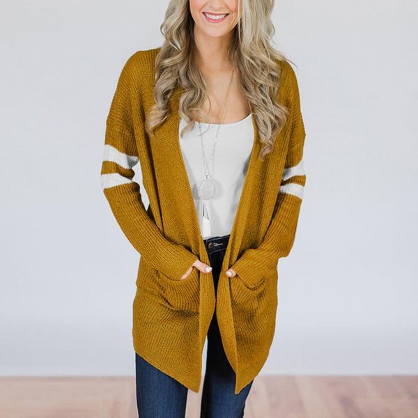 autumn and winter coat sweater women long sleeve patchwork knitted front open striped long cardigan women 2019 outwear #718, Black;brown
autumn and winter coat sweater women long sleeve patchwork knitted front open striped long cardigan women 2019 outwear #718, Black;brown