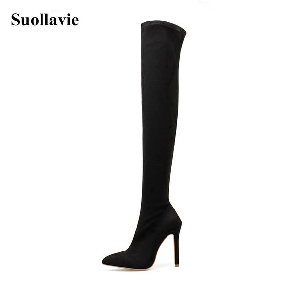 fashion over-the-knee boot female winter warm suede shoes pointed toe side zip ladies shoes super high heels solid ladies, Black
fashion over-the-knee boot female winter warm suede shoes pointed toe side zip ladies shoes super high heels solid ladies, Black