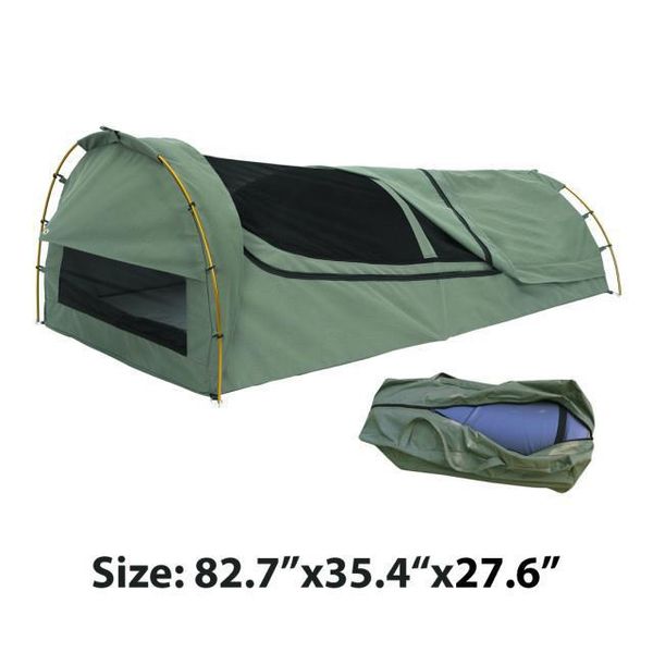 export to australia single canvas swag high-grade waterproof sunscreen camping tent/sleeping bag/roof ventilation mosquito bed 
export to australia single canvas swag high-grade waterproof sunscreen camping tent/sleeping bag/roof ventilation mosquito bed