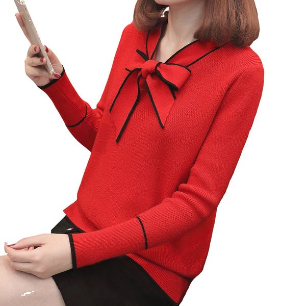 preppy style women sweaters and pullovers ladies cute knitwear oversize autumn winter bow collar knitted pull femme pz884, White;black
preppy style women sweaters and pullovers ladies cute knitwear oversize autumn winter bow collar knitted pull femme pz884, White;black