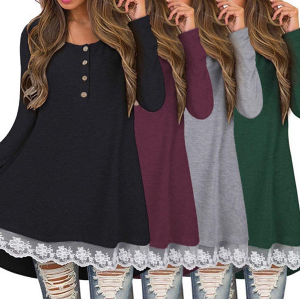 new spring autumn women lace splice tunic dress long sleeve lady fashion casual loose dress party evening lace short mini, Black;gray
new spring autumn women lace splice tunic dress long sleeve lady fashion casual loose dress party evening lace short mini, Black;gray