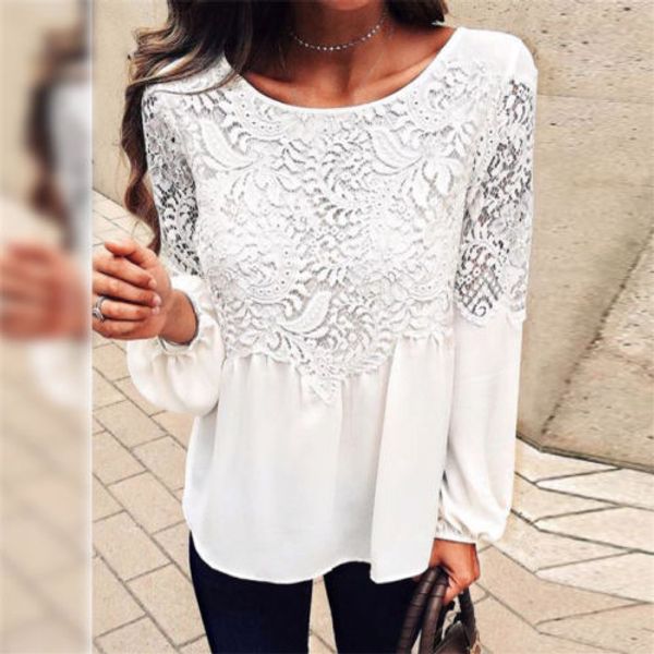 fashion women autumn casual loose blouse chiffon long sleeve lace shirt, White
fashion women autumn casual loose blouse chiffon long sleeve lace shirt, White