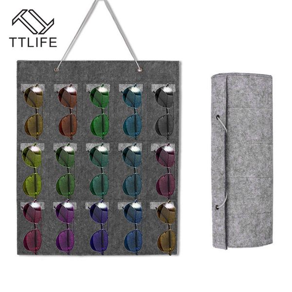 

ttlife 1pc sunglasses felt storage bag wall hanging jewelry storage bags multi-functional bag foldable organizer home decoration