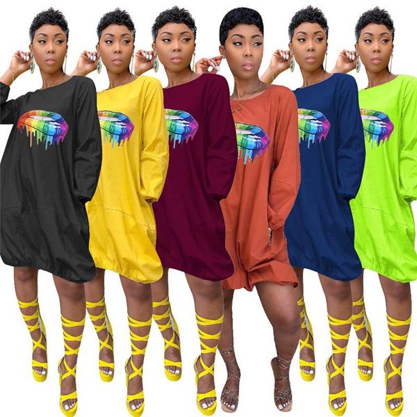 women lip print dresses long sleeve o-neck lantern dress lips design pocket dresses one piece skirt party club mini dress summer clothing, White
women lip print dresses long sleeve o-neck lantern dress lips design pocket dresses one piece skirt party club mini dress summer clothing, White