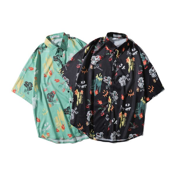 men's casual shirts short sleeves summer trend blouses for men loose beach flower hawaiian lovers, White;black
men's casual shirts short sleeves summer trend blouses for men loose beach flower hawaiian lovers, White;black