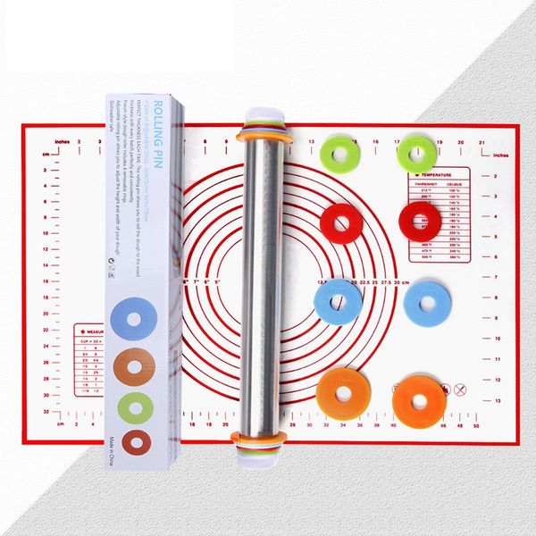 adjustable rolling pin stainless steel dough mat dough roller with removable thickness rings pastry pizza pie baking tool
adjustable rolling pin stainless steel dough mat dough roller with removable thickness rings pastry pizza pie baking tool