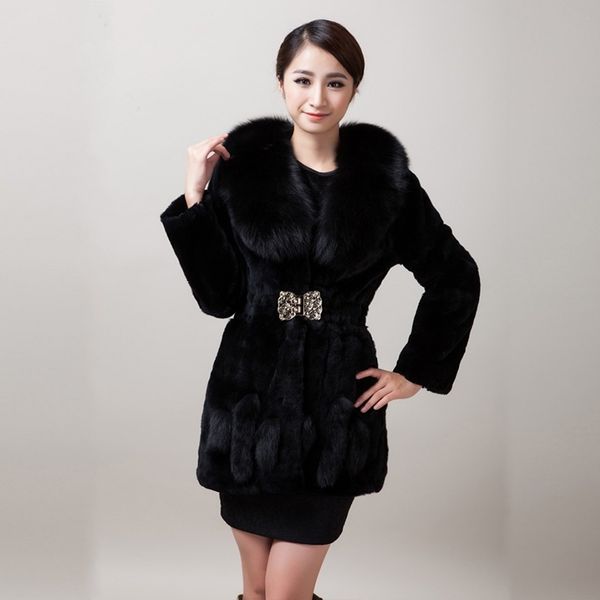 winter warm luxury fur collar real fur coats women elegant rex slim natural long jackets lady fashion clothes, Black
winter warm luxury fur collar real fur coats women elegant rex slim natural long jackets lady fashion clothes, Black
