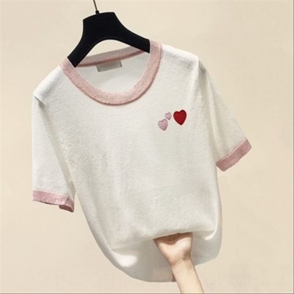 a variety of hipster contrast color ice silk t-shirts women's loose t-shirt versatile foreign thin women's design sense niche, White
a variety of hipster contrast color ice silk t-shirts women's loose t-shirt versatile foreign thin women's design sense niche, White