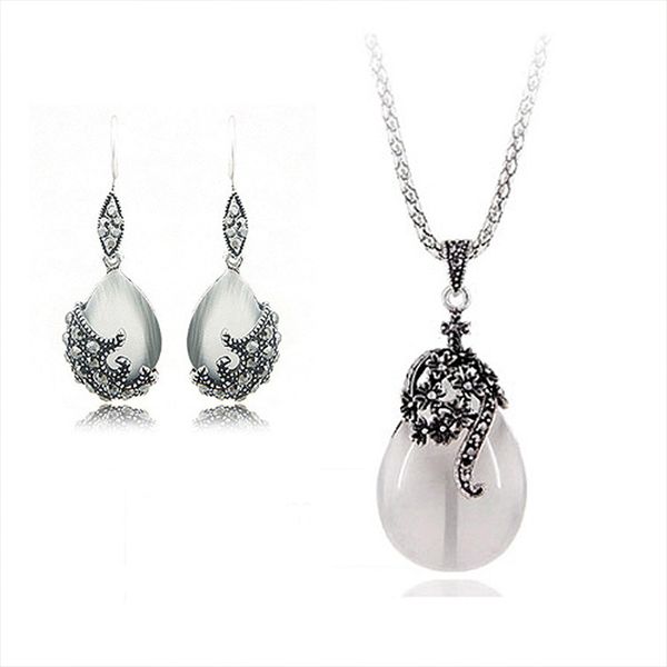 luxury vintage silver cat eyes water-drop necklace earrings sets rhinestones quality jewellery new arrival jewelry sets
luxury vintage silver cat eyes water-drop necklace earrings sets rhinestones quality jewellery new arrival jewelry sets