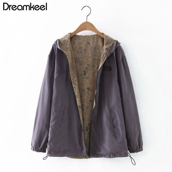 women bomber basic jacket 2019 spring autumn pocket zipper hooded two side wear cartoon print outwear loose coat women y, Black;brown
women bomber basic jacket 2019 spring autumn pocket zipper hooded two side wear cartoon print outwear loose coat women y, Black;brown
