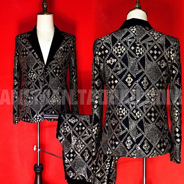2019 new nightclub bar male singer casual long sleeve suit dj gold geometric embroidery slim suits men fashion blazer jacket, White;black
2019 new nightclub bar male singer casual long sleeve suit dj gold geometric embroidery slim suits men fashion blazer jacket, White;black