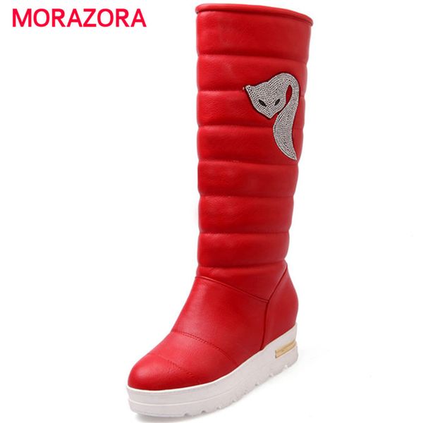 morazora 2018 new pu leather boots autumn winter height increasing women boots slip on high heel mid calf, Black
morazora 2018 new pu leather boots autumn winter height increasing women boots slip on high heel mid calf, Black