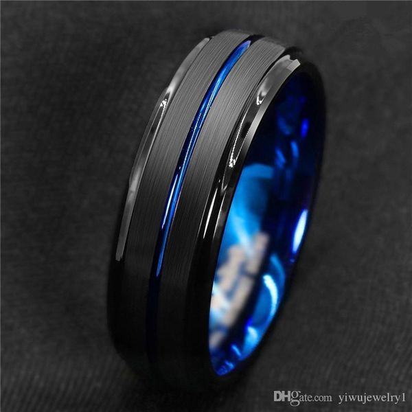 8mm black brushed ladder edge tungsten ring blue stripe amens wedding band size 6- 13, Silver
8mm black brushed ladder edge tungsten ring blue stripe amens wedding band size 6- 13, Silver