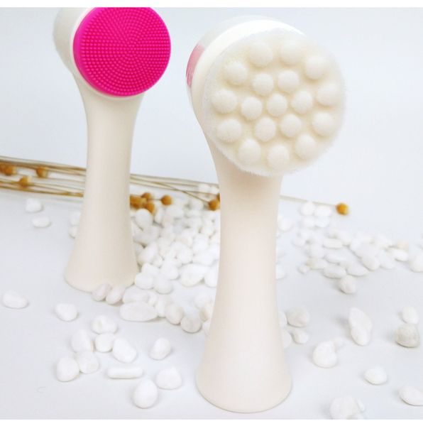 Two-sided Fur Silicone Face Scrub Clean Facial Cleanser Brush Skin Care Washing Brush Massager Pore Cleaner Wash Face Makeup Brushes Dhl