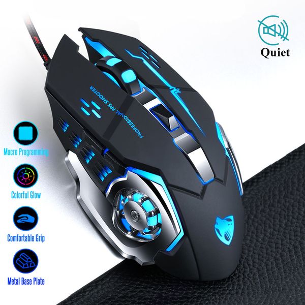 

pro gamer gaming mouse 8d 3200dpi adjustable wired optical led computer mice usb cable silent mouse for lappc