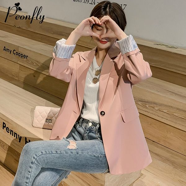 peonfly women elegant blazer long sleeve single button outerwear casual loose notched pocket office casual jacket, White;black
peonfly women elegant blazer long sleeve single button outerwear casual loose notched pocket office casual jacket, White;black
