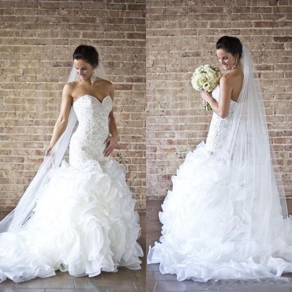 2019 Custom Made Wedding dresses Mermaid Beads Pearls Organza Sweetheart Bridal Wedding Dresses Reception Party Gowns
2019 Custom Made Wedding dresses Mermaid Beads Pearls Organza Sweetheart Bridal Wedding Dresses Reception Party Gowns