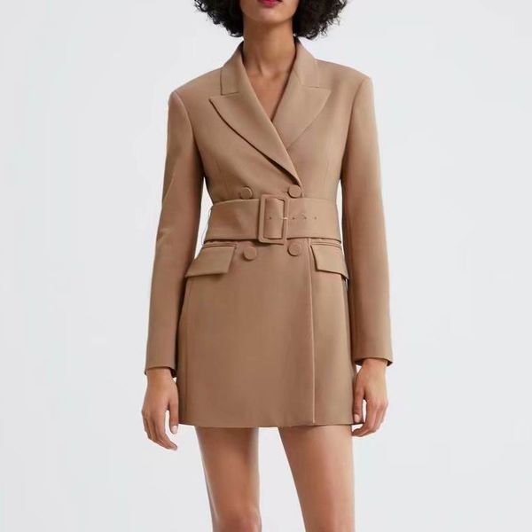 women's suits & blazers women outwear spring 2021 fashion double breasted belt coat female casual blazer, White;black
women's suits & blazers women outwear spring 2021 fashion double breasted belt coat female casual blazer, White;black